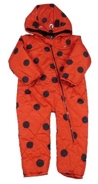 Červeno-čierna bodkovaná á šušťáková zimná funkčná kombinéza s kapucňou Dare 2B