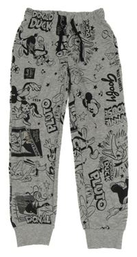 Šedo-černé tepláky s Mickeym a kamarády Disney