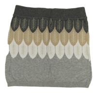 Sivo-bielo-béžová úpletová sukňa s listami H&M