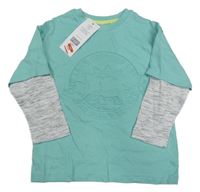 Nové - Světlemodro-šedé triko s dinem F&F