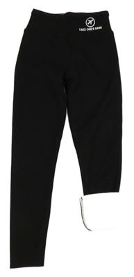 Černé zateplené legíny s letadlem a nápisem 