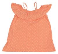 Neónově korálový top s mušlemi a volánikom Yigga