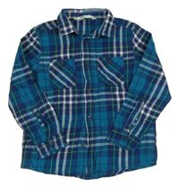 Petrolejovo-tmavomodro-biela kockovaná košeľa H&M
