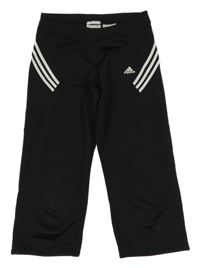 Černo-bílé sportovní crop legíny s logem Adidas