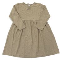 Khaki rebrované kvetované šaty Alana