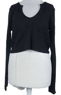 Dámske čierne rebrované crop tričko MissGuided