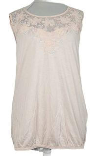 Dámský světlerůžový balonový top s krajkou s cvočky Dorothy Perkins