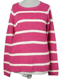 Dámský fuchsiovo-bílý pruhovaný svetr F&F