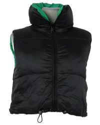 Dámska černá/zelená šušťáková zateplená crop vesta Cameo Rose