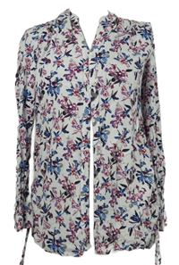 Dámská bílá květovaná halenka se šněrováním Gina 