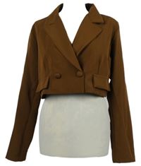 Dámske hnedé crop sako Boohoo