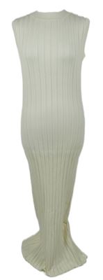 Dámské smetanové žebrované pletené dlouhé šaty Lounge 