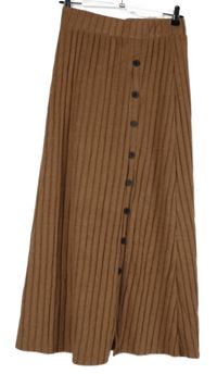 Dámska hrdzavá pruhovaná rebrovaná pletená dlhá sukňa Shein