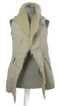 Dámska béžová semišová vesta s kožúškom Peacocks