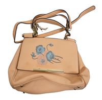 Dámska broskovová koženková kabelka s kvetmi Dune