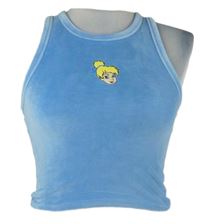 Dámsky svetlomodrý zamatový crop top so Zvonilkou Disney