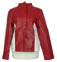 Dámska červeno-biela koženková bunda