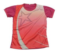 Ružovo-bielo-rubínové športové tričko s hviezdou