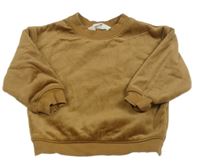 Hnedá rebrovaná zamatová tepláková mikina H&M
