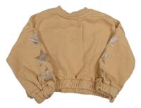 Béžová crop mikina s hviezdami