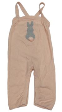 Světlerůžové pletené laclové tepláky s králíčkem