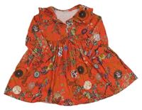 Červené bavlněné šaty s kytičkami Next