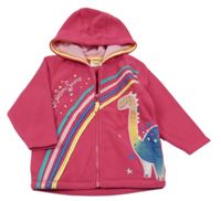 Malinová fleecová propínací mikina s dinem a kapucí 