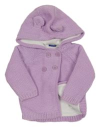 Fialový podšitý prepínaci sveter s kapucňou Lupilu