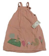 Nové - světlerůžové manšestrové šaty s obrázky M&S