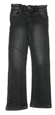 Černo-bílé melírované slim rifle s kytičkami 