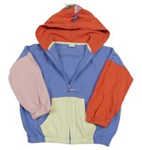 Modro-červeno-žlutá propínací mikina s kapucí Next