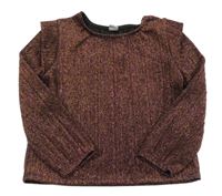 Černo-růžovo-zlaté třpytivé triko Kiabi