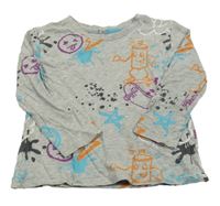 Šedé triko s obrázky Primark