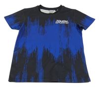 Čierno-modré športové tričko s nápisom