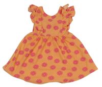 Oranžovo-ružové kvetované šaty s volány Matalan