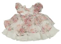 Bielo-kvetované tylové šaty Shein