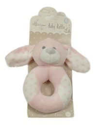 Nové - růžovo-bílé plyšové chrastítko - králíček 