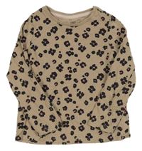 Světlehnědo-černo-růžové triko s leopardím vzorem M&S
