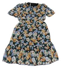 Černo-barevné květované šifonové šaty Dorothy Perkins