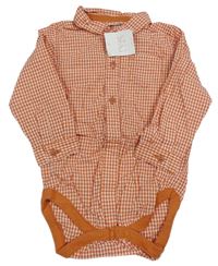 Oranžovo-bílé kostičkované košilové body Next