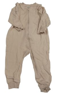 Pudrový rebrovaný overal s volánikmi H&M