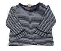 Tmavomodro-bielo-strieborné pruhované tričko s mašlou Mini Mode