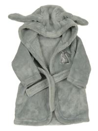 Šedý plyšový župan s králíčkem a kapucí George