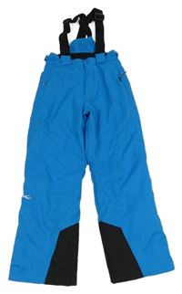 Modré šusťákové funkční oteplovačky s kšandami 