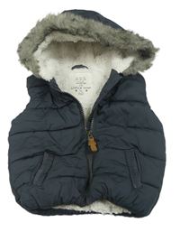 Tmavošedá šusťáková zateplená vesta s kapucí F&F