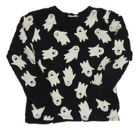 Černé pyžamové triiko s duchy 