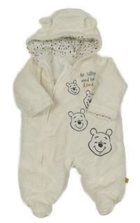 Biela chlpatá podšitá kombinéza s Púem a kapucňou Disney