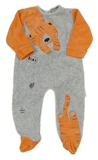 Šedo-oranžový sametový overal s tygrem