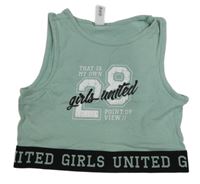 Světlekhaki crop top s nápisom Page one young