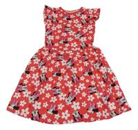 Tmavoružové kvetované bavlnené šaty s Minnie C&A